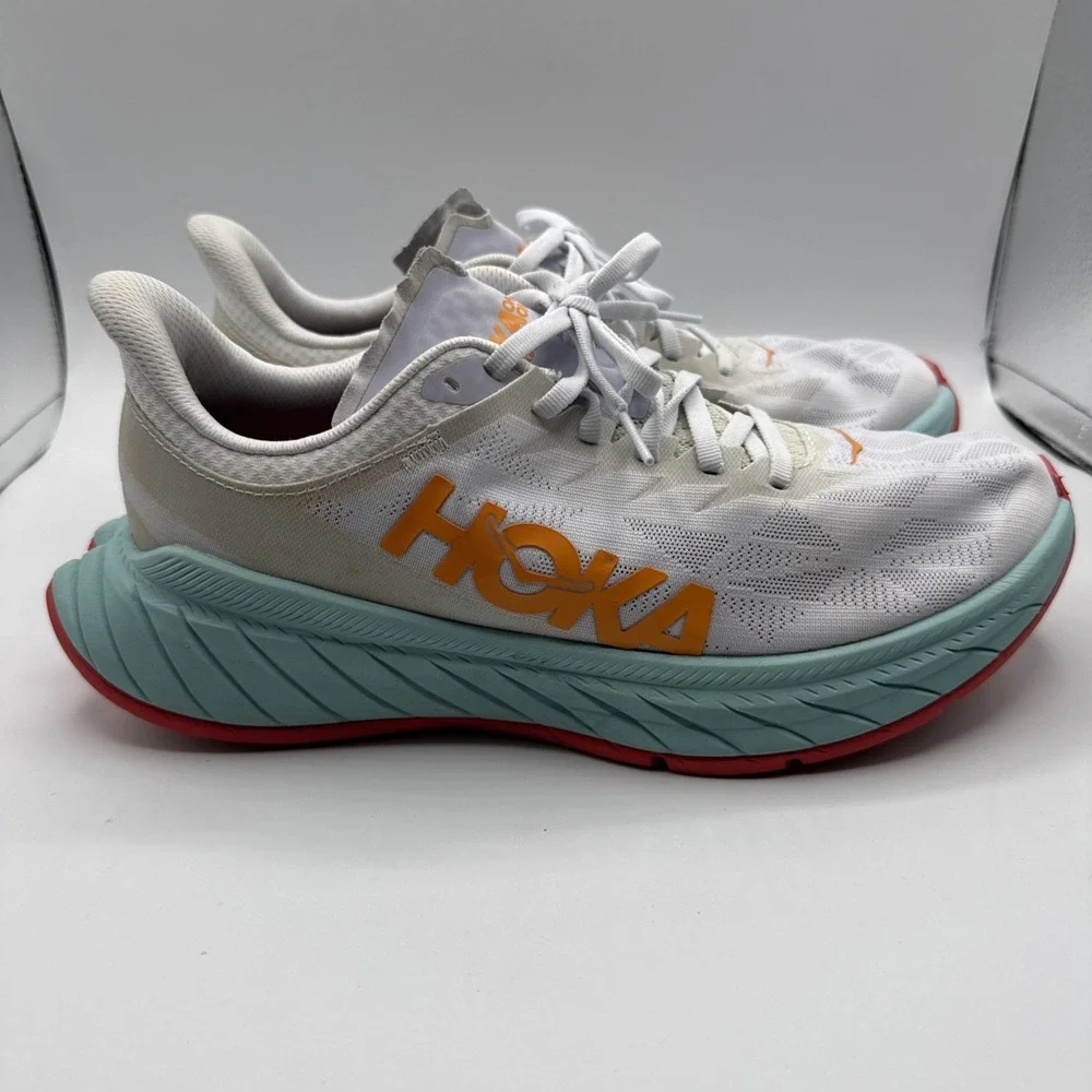 Hoka One One Carbon X White Blazing Orange 1113527 WBOR Running Shoes 10 B